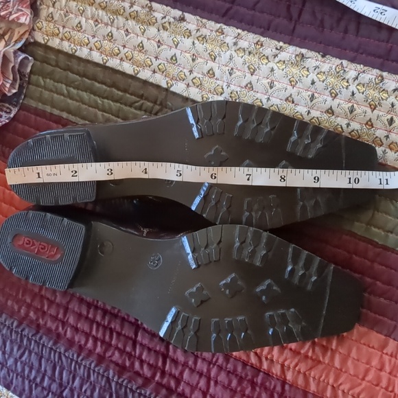 RIEKER* Brown leather studded side zip cowboy style square toe shoe/bootie 39 - Picture 14 of 16